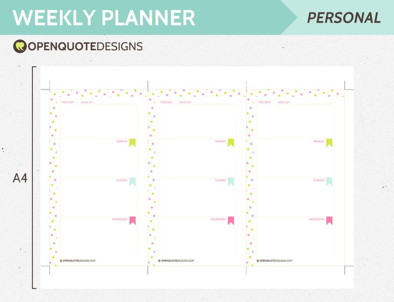 Filofax Personal Filofax Planner Inserts Printable Weekly Etsy