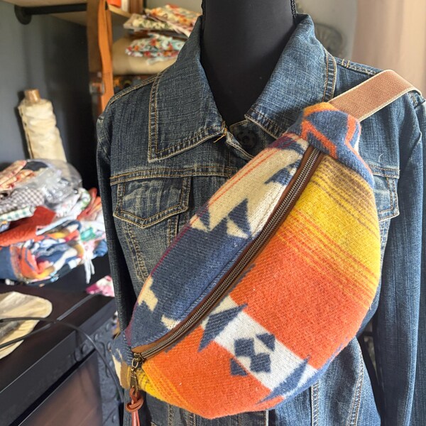 Western fabric  bum bag crossbody