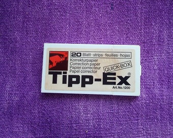 vintage tipp-ex correctiepapier tippex quick box 20 strips wit voor typefouten