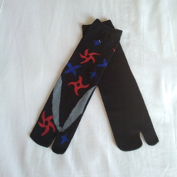 Calcetines algodon tabis japoneses negro rojo calcetines dedo kimono tabis diseño guetas Japon