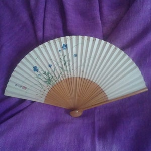 leque vintage japonês de papel leque de madeira leque de mão flores sensu original japão