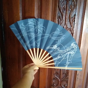 Vintage japanese paper wood fan Samurai Spirits 1998 hand fan original Japan