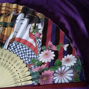 abanico japones  papel bamboo geisha montaña fuji original Japon