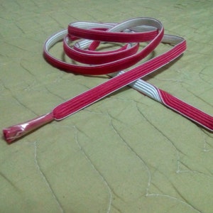 Cinturon quimono japones vintage obijime seda rosa blanco hecho a mano cordon seda