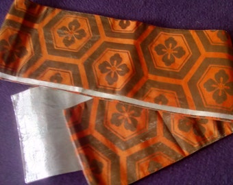 Japanischer Vintage Kimono Seide Obi Orange Silber Kimono Gürtel Vintage Original Japan Obi Gürtel zwei Seiten Design