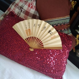 Vintage abanico japones papel original Japon bambu abanico de mano japones sensu beige negro kanjis abanico plegable
