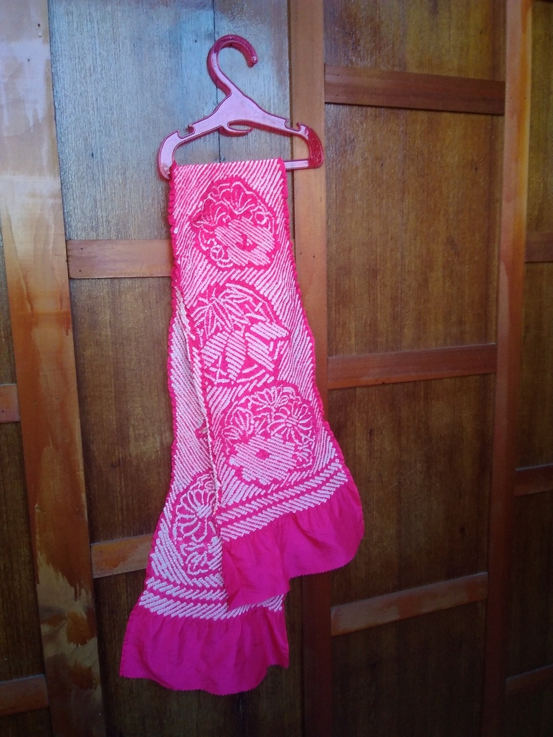Japanese Sash Vintage Kimono Belt Original Pink White Obiage Handmade ...