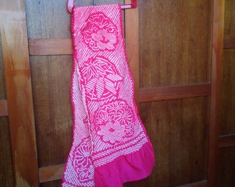 Japanische Schärpe Vintage Kimono Gürtel original rosa weiß obiage handmade fular Japan