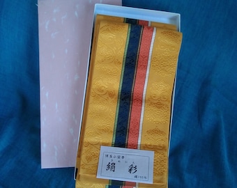 Japanischer Vintage Kimono Gürtel Seide orange gelb Obi original Japan