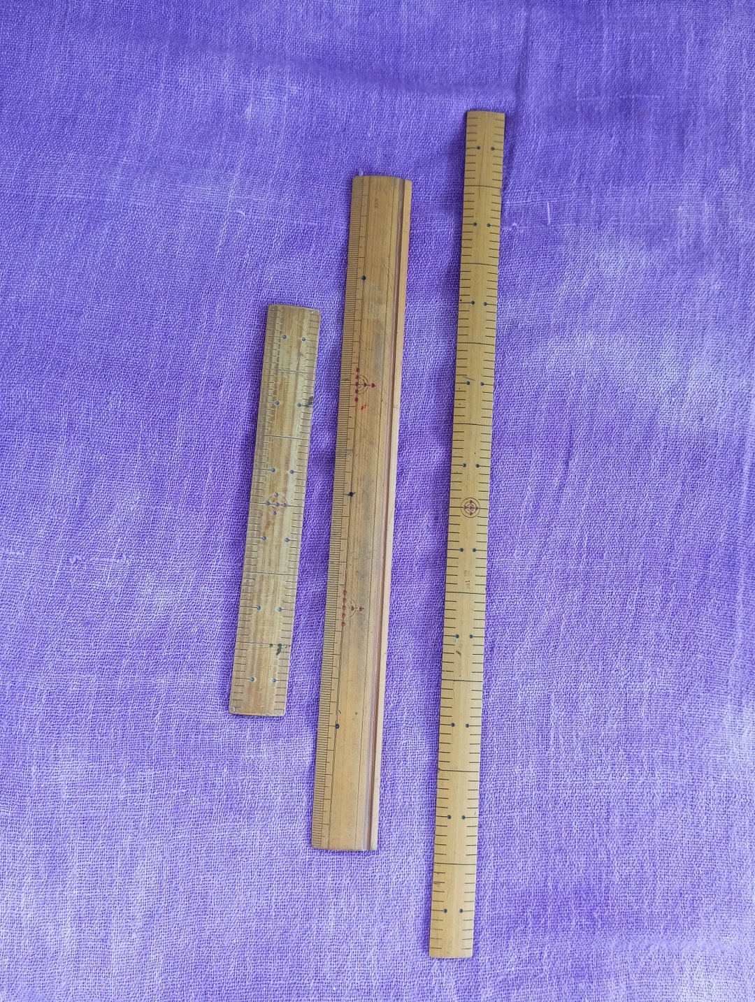 Vintage Rulers Japanese Wooden Rule Set Measuring Tools Wood Japan Etsy