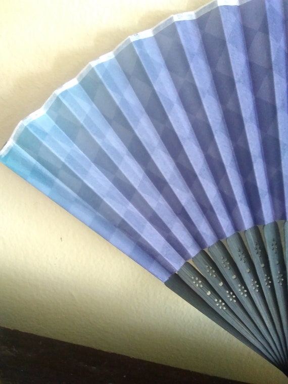 Fan vintage hand fan fabric wood japanese sensu f… - image 10