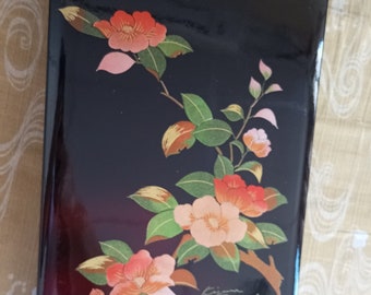 vintage japanese box black plastic jewelry sushi bento food container original Japan