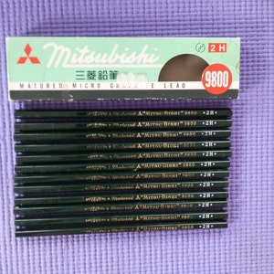 vintage pencil Mitsubishi box 12 pencils grade 2H pencils Japan