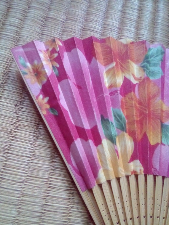 Fan vintage japanese paper wood folding fan hand … - image 9
