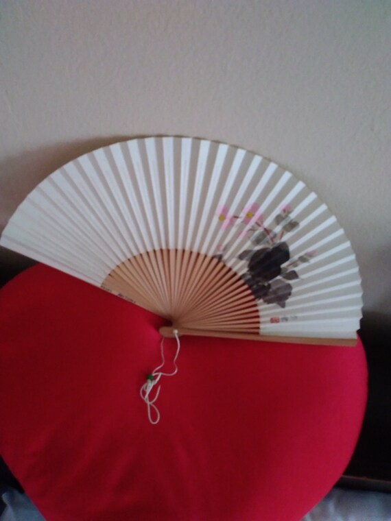 Fan vintage japanese paper wood flowers hand fan fold… Gem