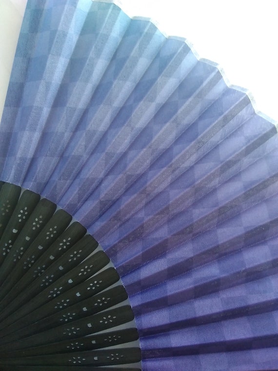 Fan vintage hand fan fabric wood japanese sensu f… - image 2