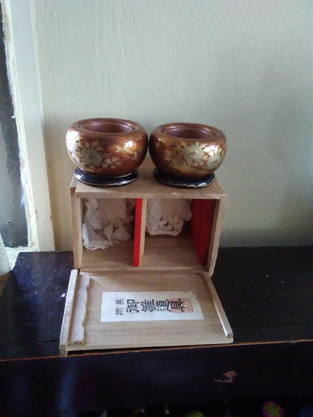 Vintage Japanese Candle Holder Set 2 Original Box Japan Etsy