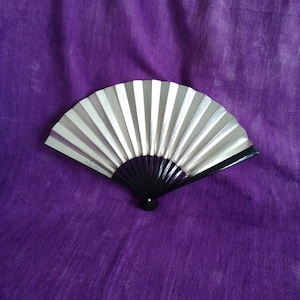 Fan vintage japanese paper wood sensu gold silver hand fan original Japan
