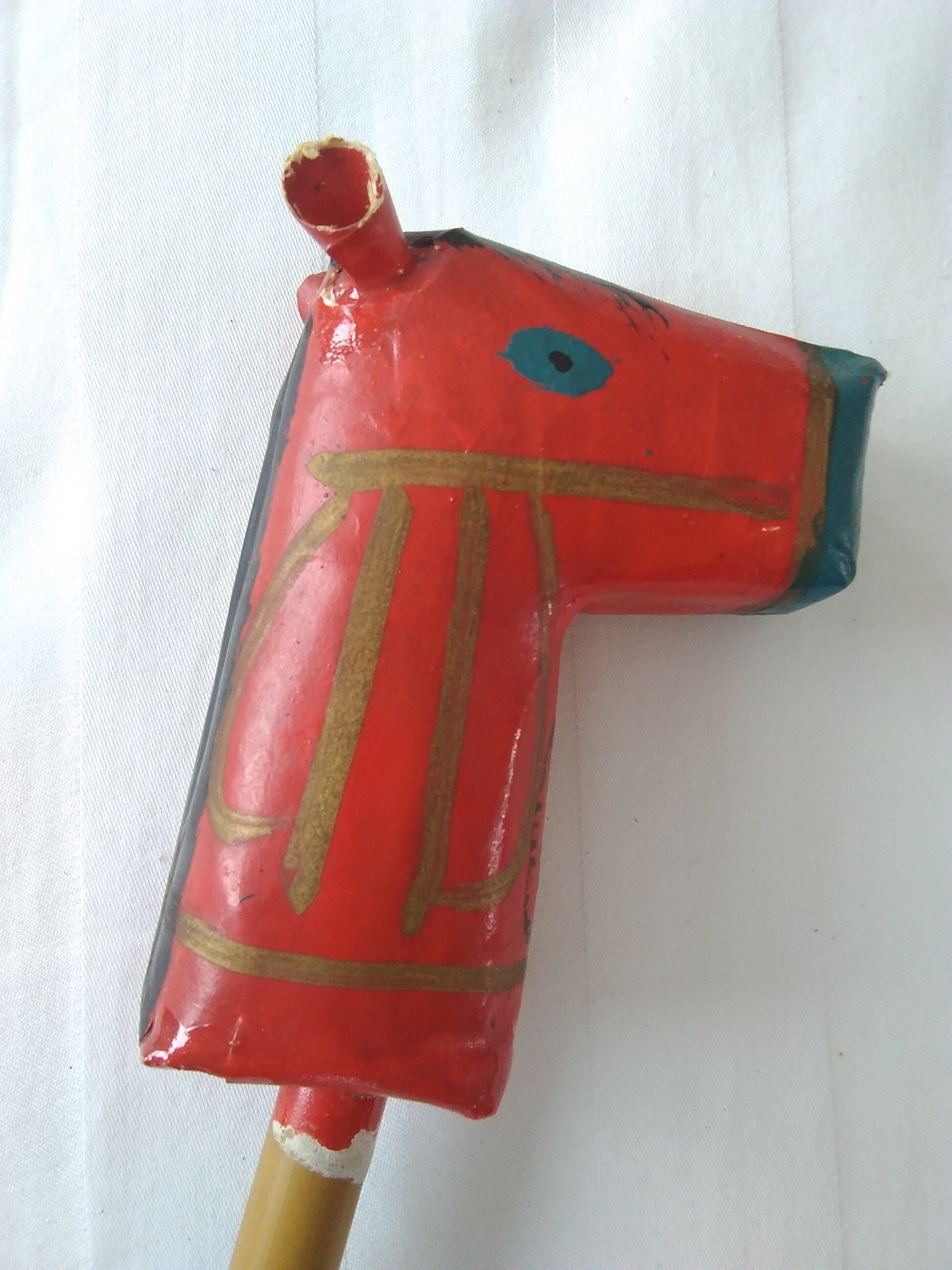 paper mache horse rattle whistle Japanese toy traditional handmade