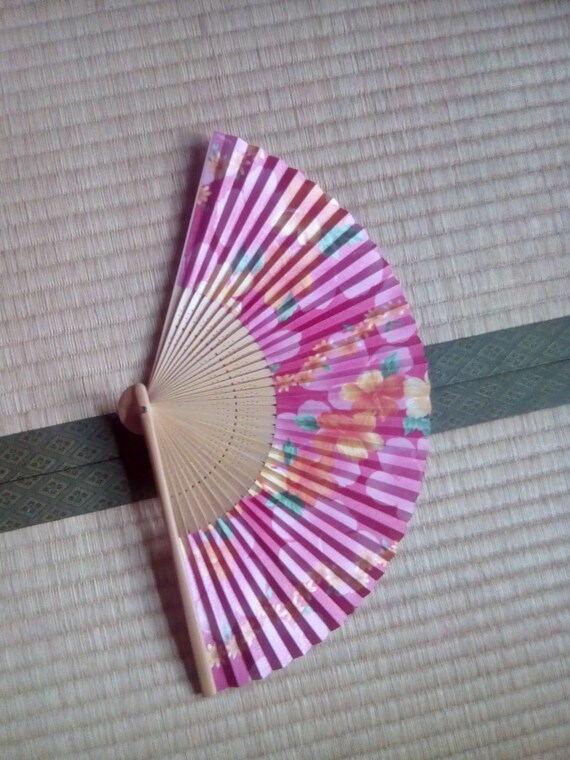 Fan vintage japanese paper wood folding fan hand … - image 10