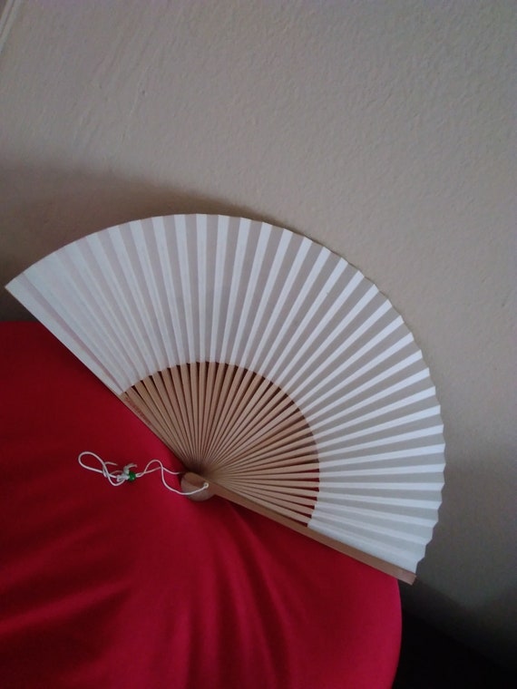 Fan vintage japanese paper wood flowers hand fan fold… Gem