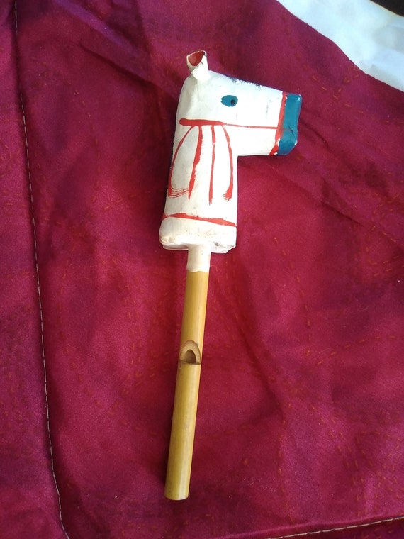 Papier mache paard rammelaar fluit Japanse speelgoed Etsy