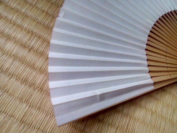 Fan vintage japanese paper wood folding fan hand … - image 4