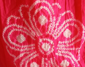 Vintage Kimono Gürtel original rosa weiss obiage japanischer Schal handbemalt Kimono Schal Japan