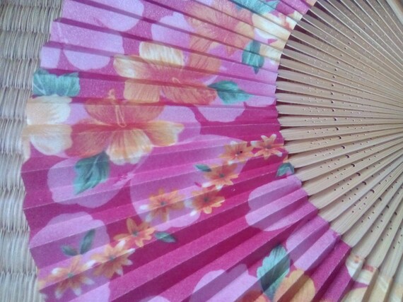 Fan vintage japanese paper wood folding fan hand … - image 8