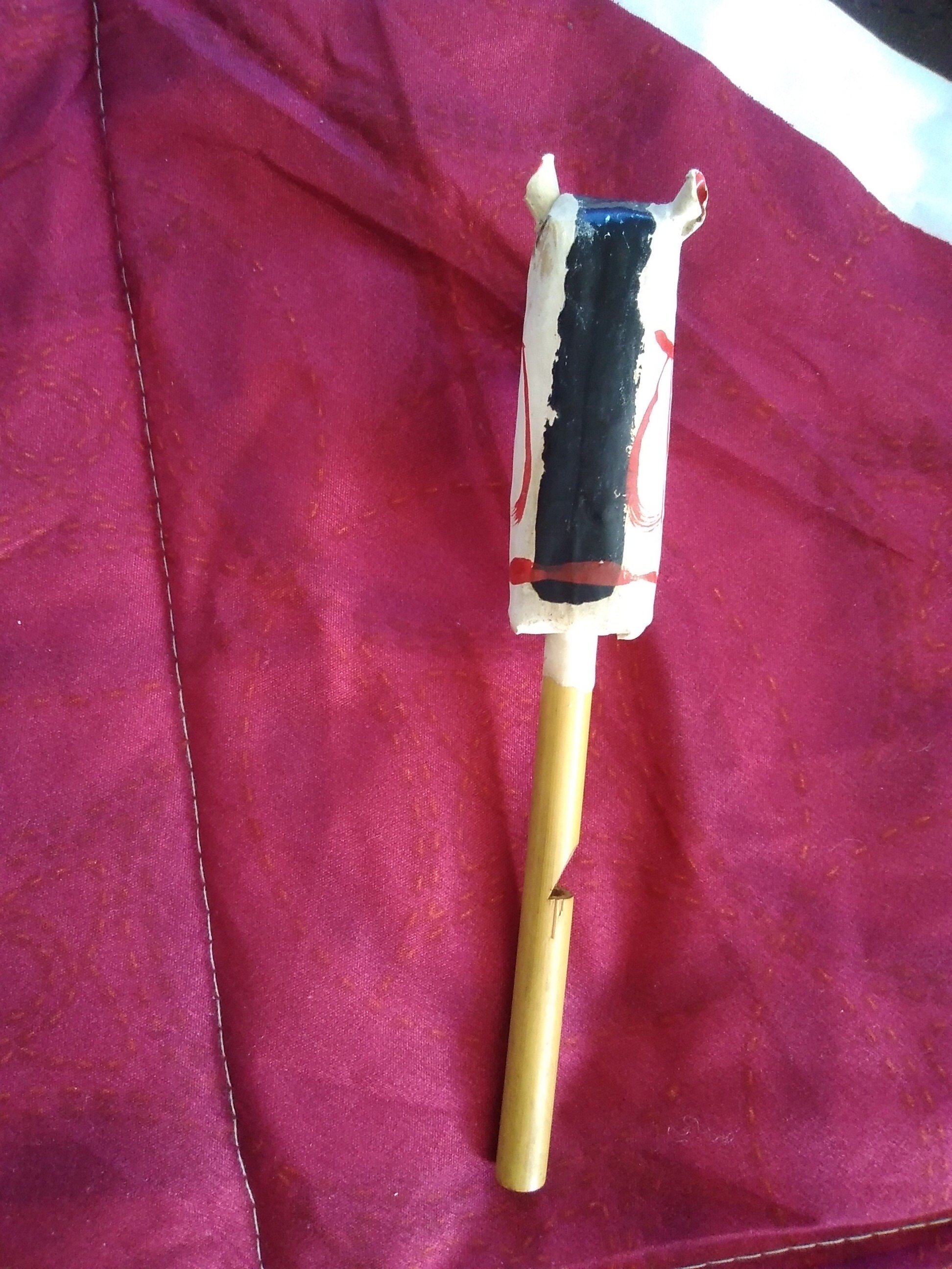 paper mache horse rattle whistle Japanese toy traditional handmade