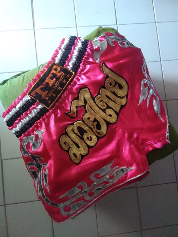 vintage muay thai shorts boxing shorts pink fucsia