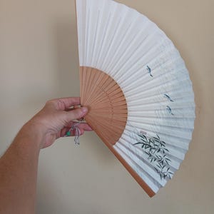 Vintage abanico japones papel original Japon abanico de mano japones  papel madera pintado a mano hojas peces