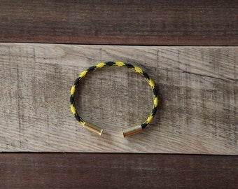 BRZN Bullet Casing Bracelet Bumblebee Camo recycled .22lr shells yellow black camo 550 paracord wire men women