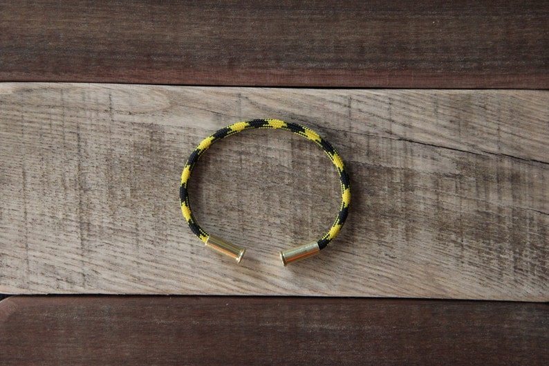 BRZN Bullet Casing Bracelet Bumblebee Camo recycled .22lr shells yellow black camo 550 paracord wire men women image 1