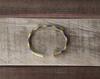 BRZN Bullet Casing Bracelet Royal Camo recycled .22lr shells royal purple yellow camo 550 paracord wire men women