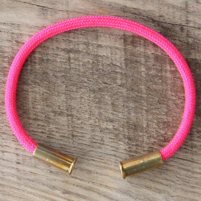 Bullet Casing Bracelet Electric Pink 550 Paracord BRZN image 1