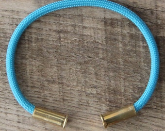 Bullet Casing Bracelet Electric Turquoise 550 Paracord BRZN