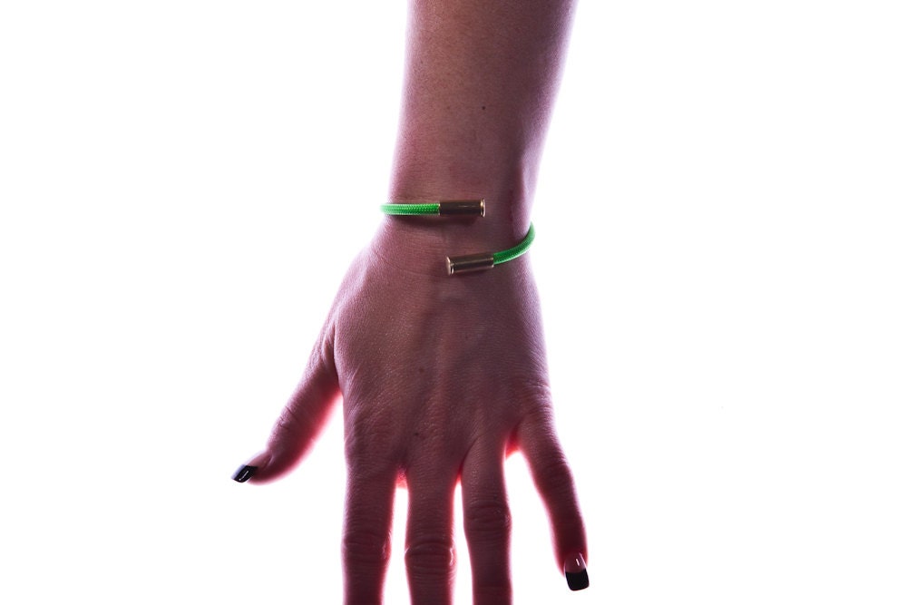 Bullet Casing Bracelet Electric Green 550 Paracord BRZN Etsy