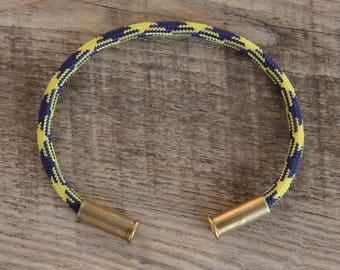 BRZN Bullet Casing Bracelet University Camo recycled .22lr shells yellow blue camo 550 paracord wire men women