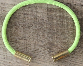 Bullet Casing Bracelet Electric Chartreuse 550 Paracord BRZN