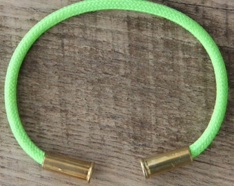 Bullet Casing Bracelet Electric Lime 550 Paracord BRZN