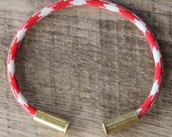 BRZN Recycled .22lr Bullet Casing Candy Cane Camo 550 Paracord Bracelet