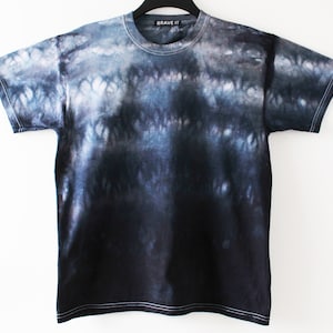 T-shirt da uomo tinta in cravatta nera L/shibori nero/tintura in cravatta nera