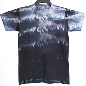 T-shirt da uomo tinta in cravatta nera S/tshirt tinta in cotone nera/shibori nera/tinta in cotone