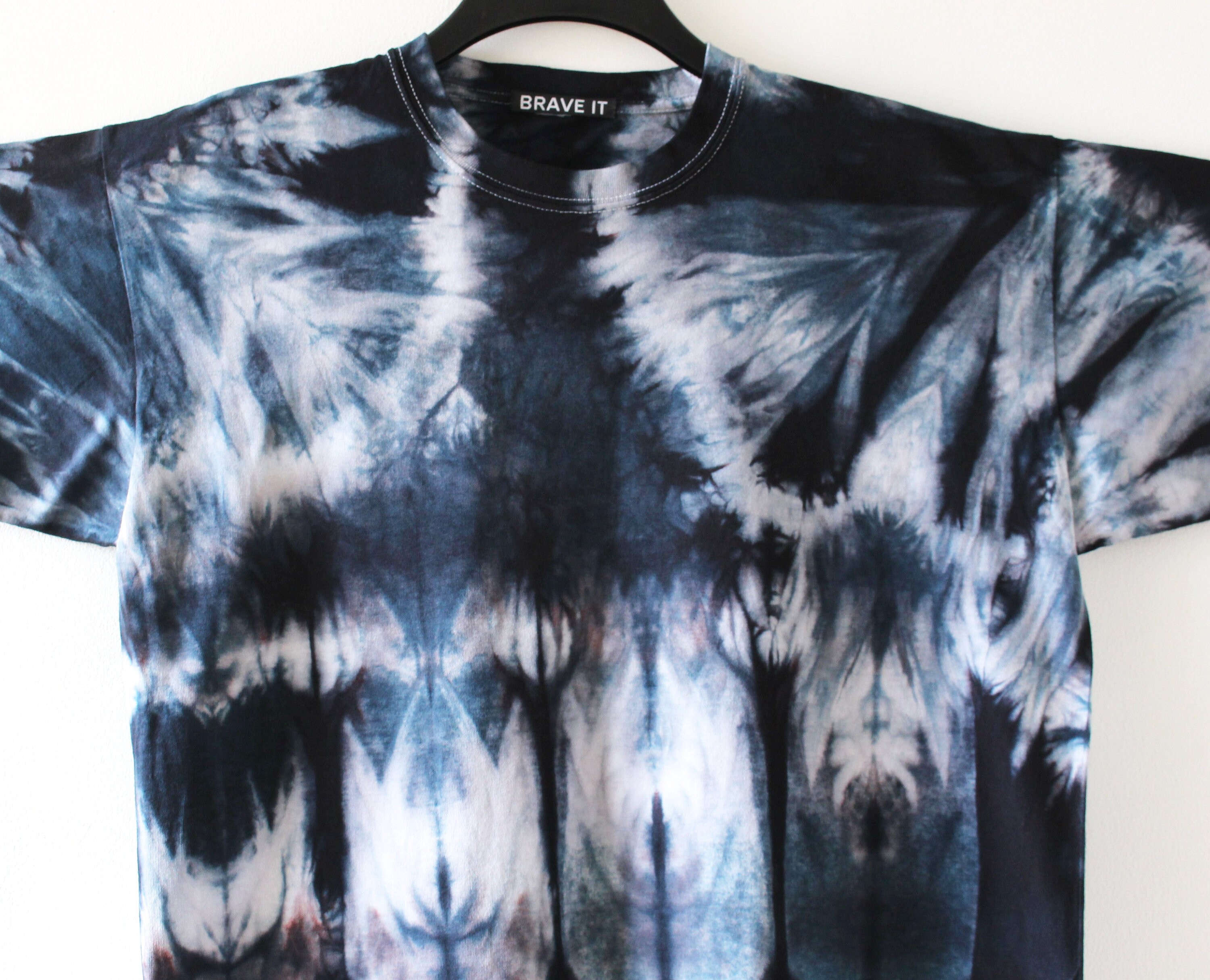 Tie Dyed T Shirt Xl/black Shibori XL T Shirt Etsy New Zealand