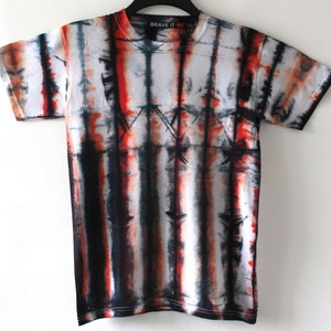 T-shirt da uomo tinta in cravatta nera S/tinta in cravatta nera e arancione