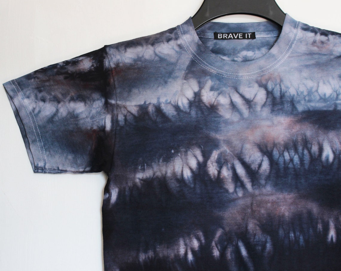 Men's Black Tie Dyed T Shirt S/black Tie Dye/black Etsy
