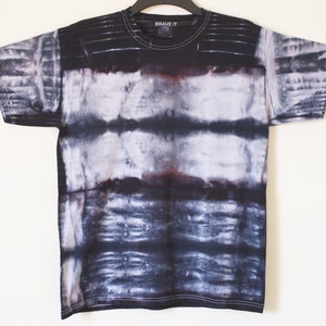 T-shirt da uomo tinta in cravatta nera L/shibori nero/tintura in cravatta nera