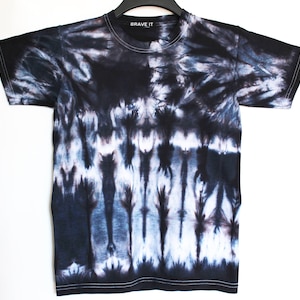 T-shirt da uomo tinta in cravatta nera S/tshirt tinta in cotone nera/shibori nera/tinta in cotone