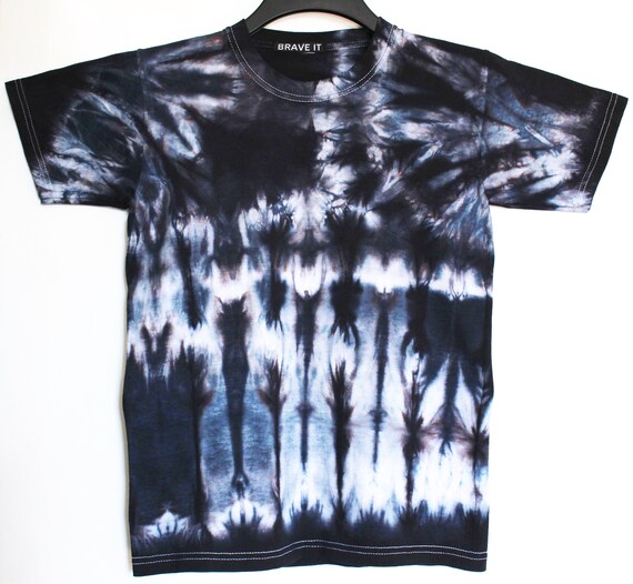 Men's Black Tie Dyed T Shirt S/black Tie Dye/black Etsy